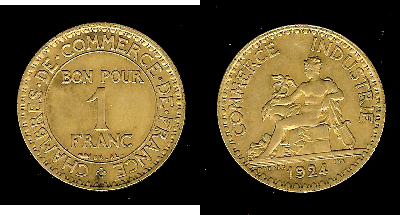 1 franc Chambres de Commerce 1924 Paris SUP à SUP+